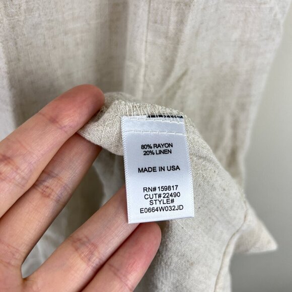 NWT Altar'd State Natural Beige Sadie Linen Slit Midi Dress - Picture 3 of 7